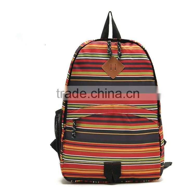 canvas backpack 2016 new fashion backpack stripe sport backpack