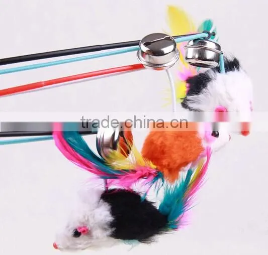 Useful Pet Puppy Cat Funny Flexible Feather Teaser Bell Sound Rod Stick Play Toy