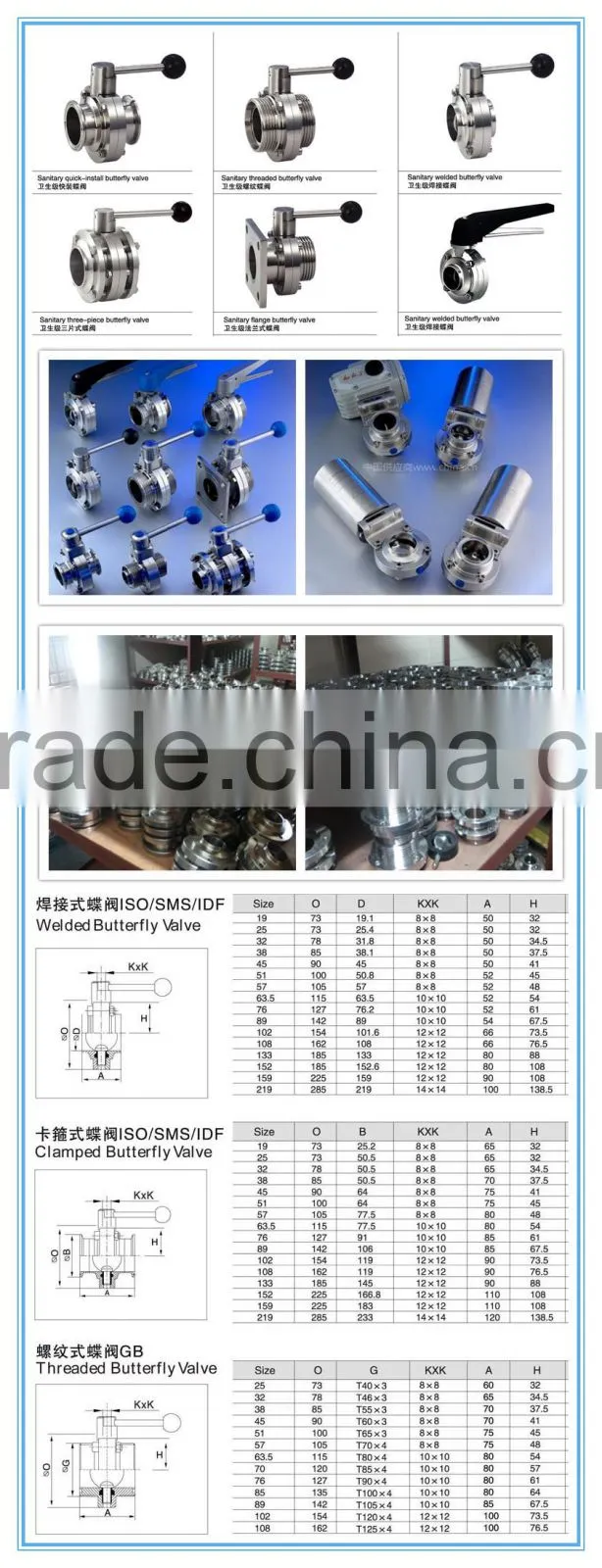 stainless steel sanitary threaded Butterfly valve