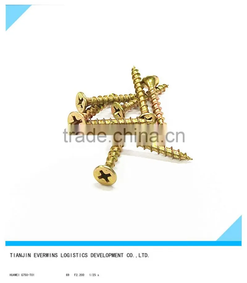 Countersund Head Brass plated screws Phillips head Coarse thread Drywall screws