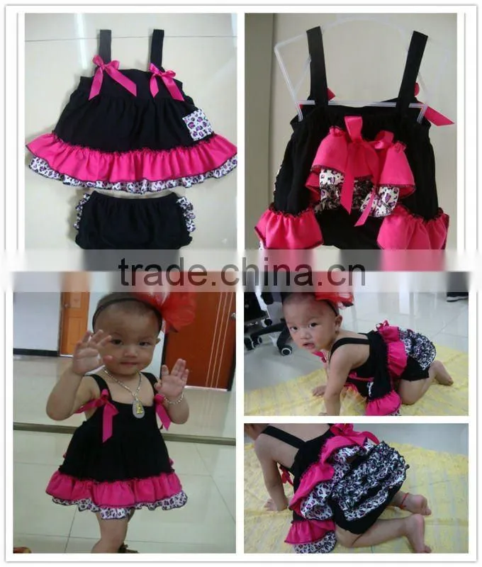 2013 lastest new design Wholesale cotton chevron swing top with bloomer set for baby