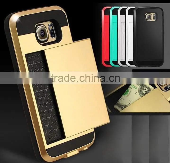 Dual Layer Armor fundas Case Luxury Soft Hybrid Slim Back cases for iphone 4 4s 5 5s 5c 6 6s Plus case cover Slide Card Cover
