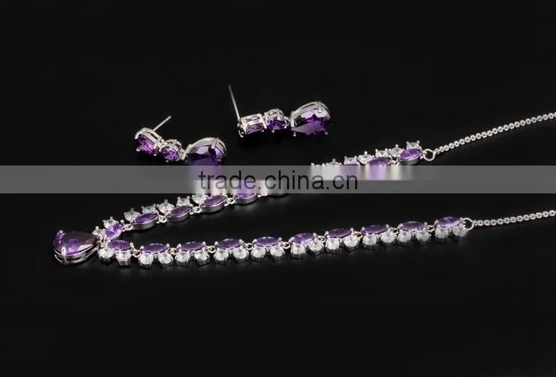 CZ Jewelry Amethyst Crystal Jewelry Set Costume Jewelry Spain