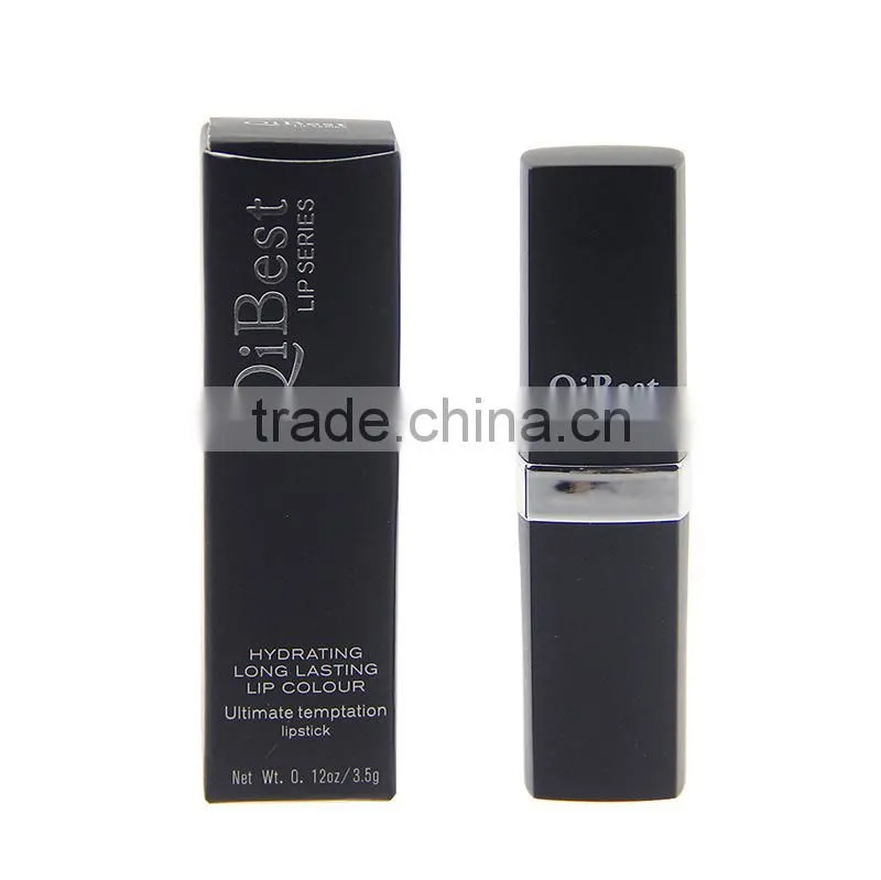 Fashion 12 color matte lipstick black tube purle red pink color longlasting waterproof lipstick