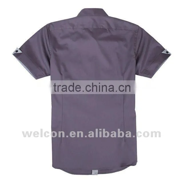 Latest OEM design 100% cotton casual style blue popular short sleeve new fashion japan korean shirt