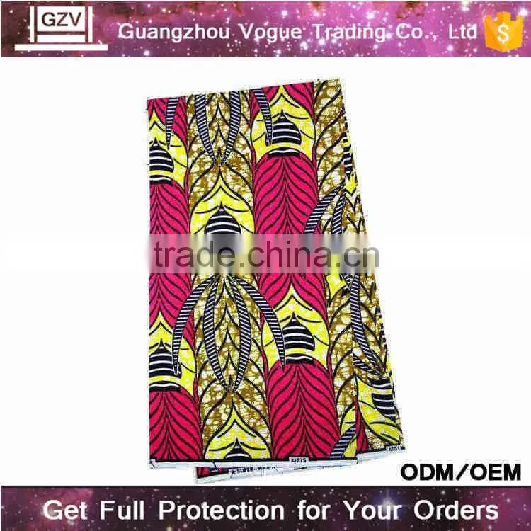 Online wholesale vogue brand high quality pink 100% cotton super java print fabric african wax