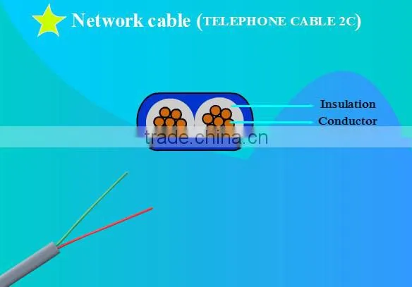 2 cores Flat Telephone cable Copper manufactory