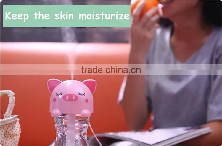 Home office travel usb portable cartoon bottle led light humidifier/essential oil diffuser for aromatherapy