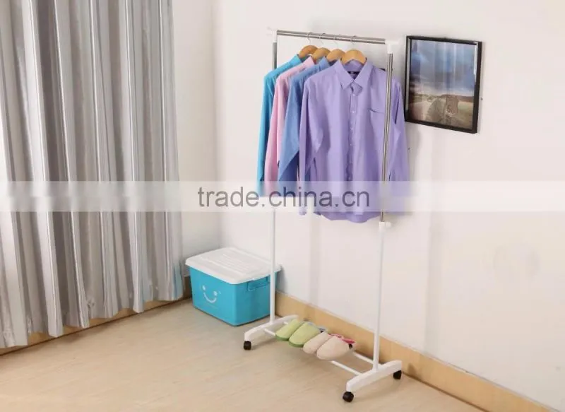 Movable clothes hanger extensions single rod