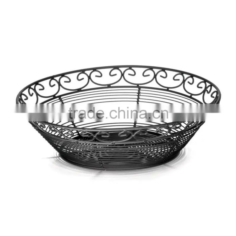 Icegreen Oval Black Metal Wire Basket With Holders