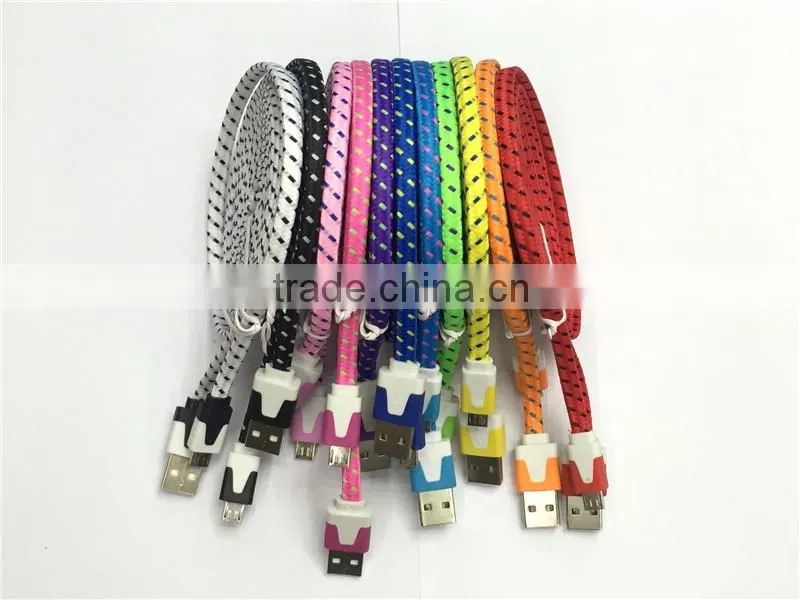 Mobile phone accessory micro data cable colorful weave usb cable