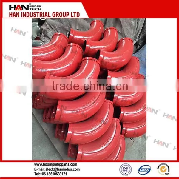 Concrete pump parts 45 degree stainless steel pipe elbow 4 inch concrete pump elbow / bend