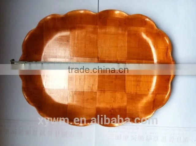 Rectangular woven wooden plate and tray