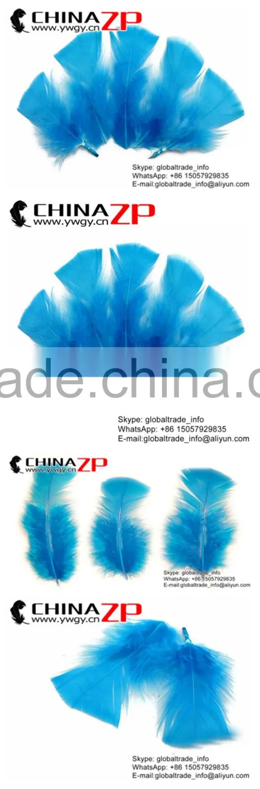 CHINAZP Factory Wholesale Dyed Turquoise Turkey T-Base Body Plumage Feathers for Decorations