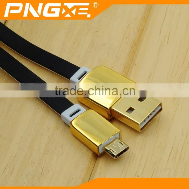 PNGXE 2016 High quality flat very fast charging charger twisted pair cable for iphone and for samsung