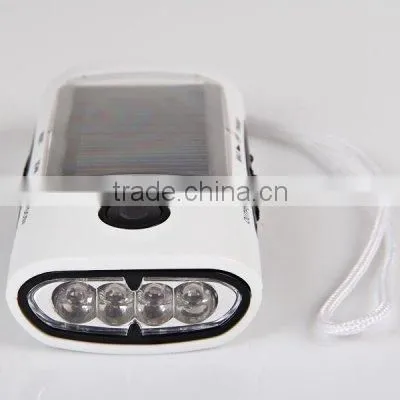 solar rechargeable led flashlight with radio