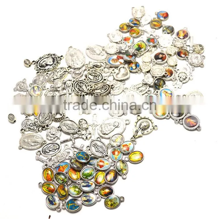 catholic rosary necklace , jesus crucifix and medal circle ,musilim rosary necklace