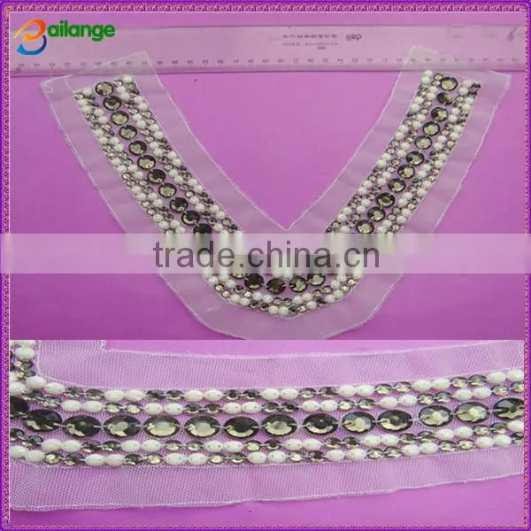2015 wholesale fashion crystal handmade pearl beaded collar necklace for garment accessory