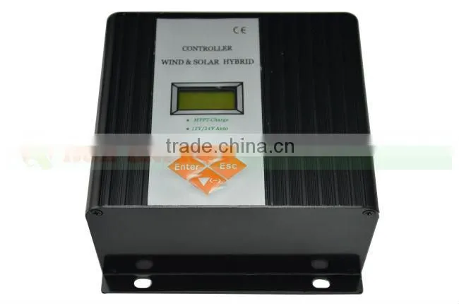 300w wind turbine generator 6 PCS blades for homes+wind/solar hybrid controller(LCD display)+600w off grid inverter