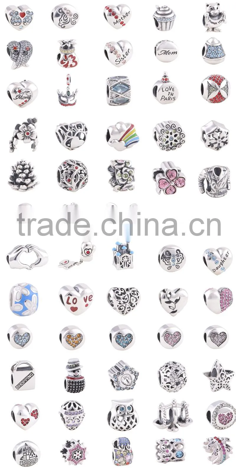 Fashion wheel shape paved red zircon stone solid sterling silver beads