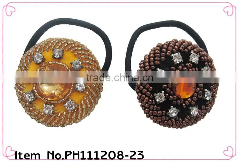 crystal with pearls Metal Free hair elastic band ponytail holder