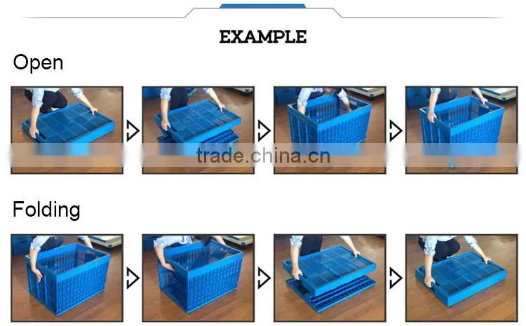 Space saving folding plastic pp colorful turnover logistics basket