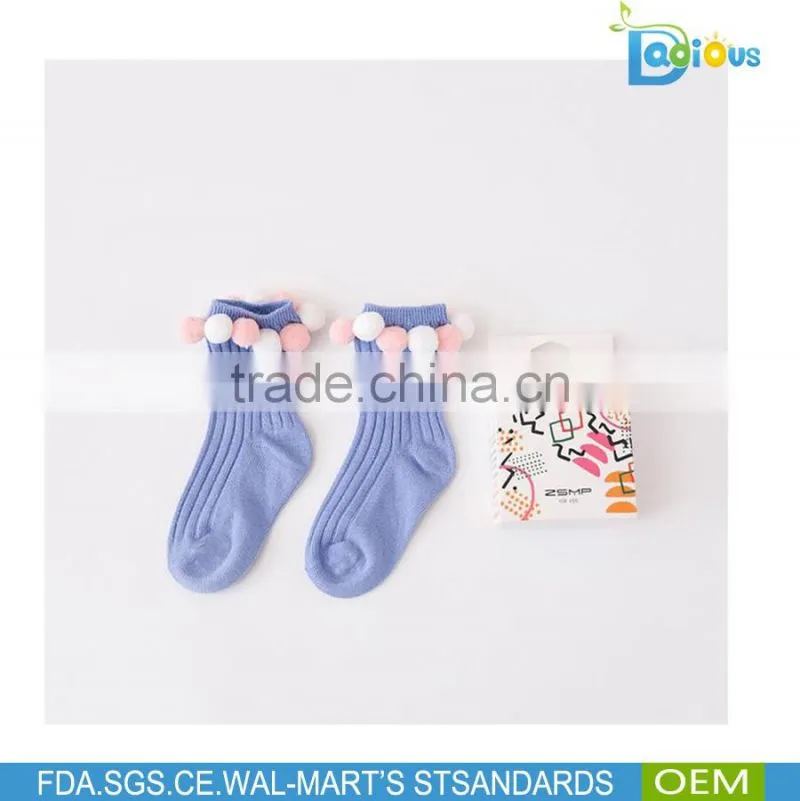 Fashion High Quality Wholesale Baby Cotton Socks Circle ball decoration kids socks