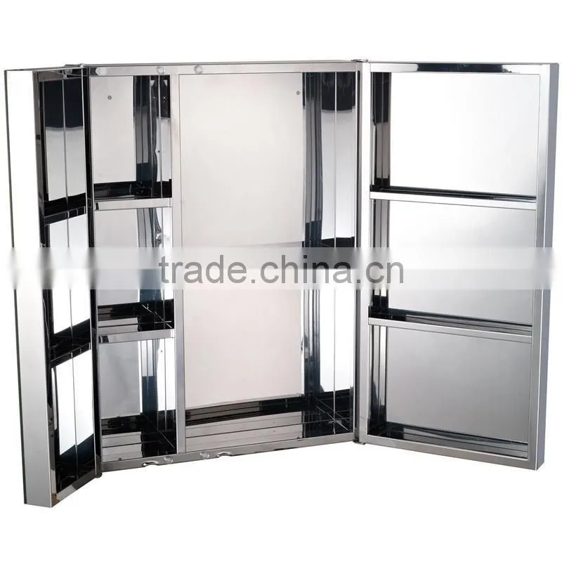 Stainless Steel Bathroom Mirror Cabinet, Double Doors