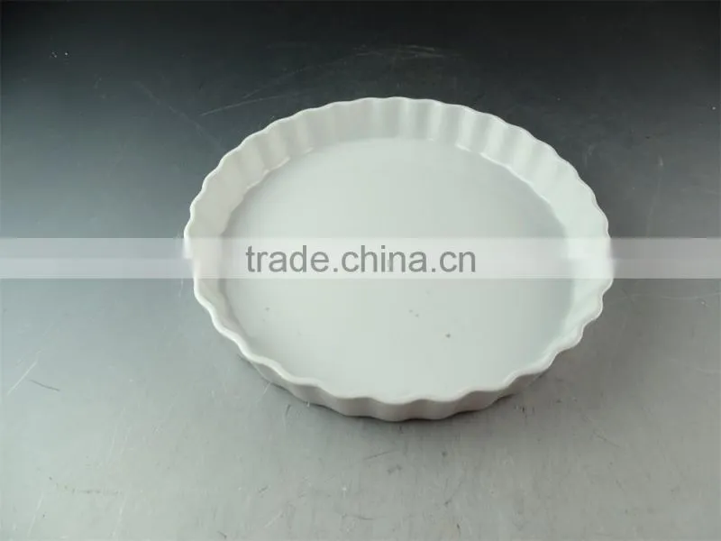 white wholesale porcelain bake plate, round ceramic bakeware in stock