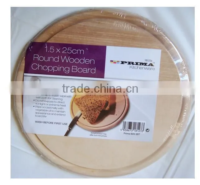 25cm diameter round wooden cutting chopping board