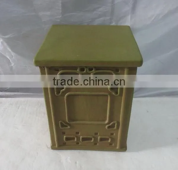 Garden fiberglass clay antique square stool