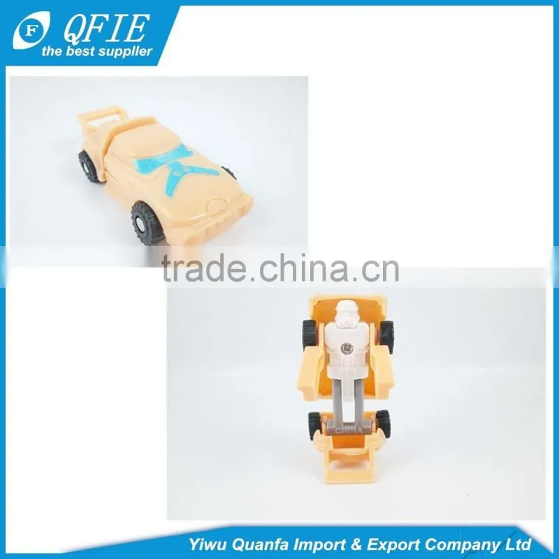 Hot selling 5cm change form robot mini kids plastic car toys for coin operated machine