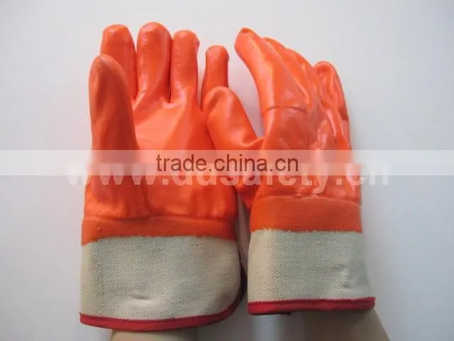DDSAFETY Pvc Coated Glove Orange PVC Fluorescence Gloves With Safety Cuff Gloves