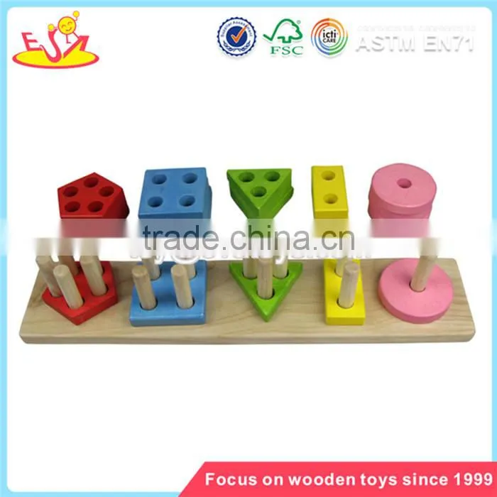 Wholesale lovely wooden stacking blocks game toy top sale wooden stacking blocks game W13D047