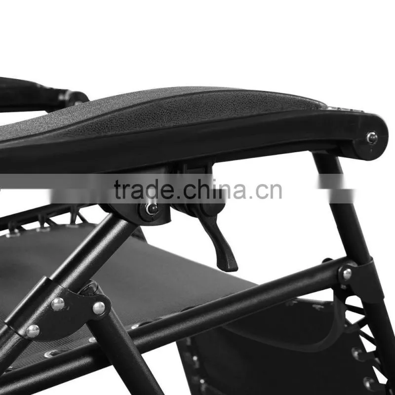 Customized black color zero gravity folding chair with the cup holder for relax for hot sale