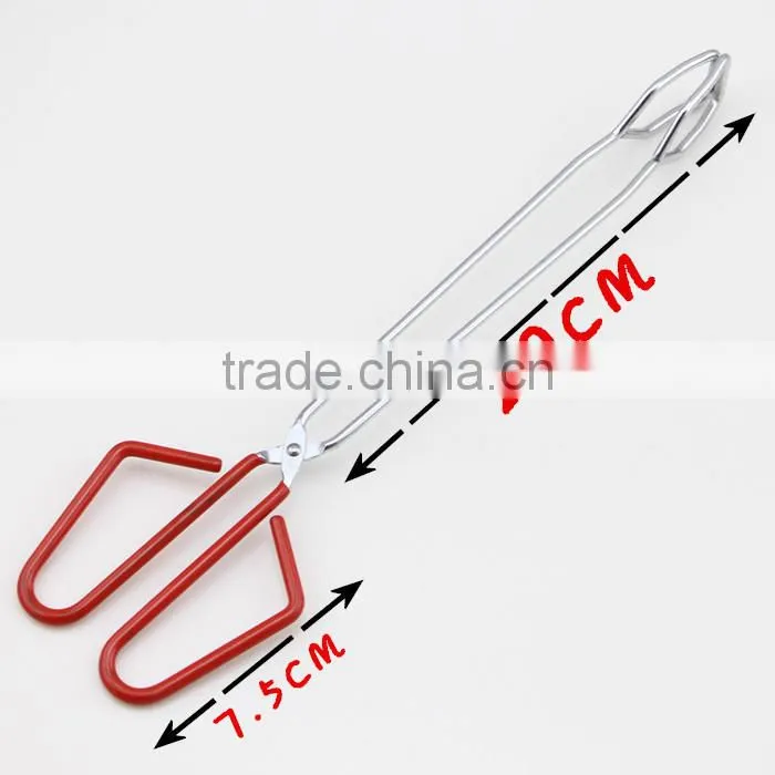 Red Rubber Handle Scissor Food Serving Tongs/ BBQ Tongs