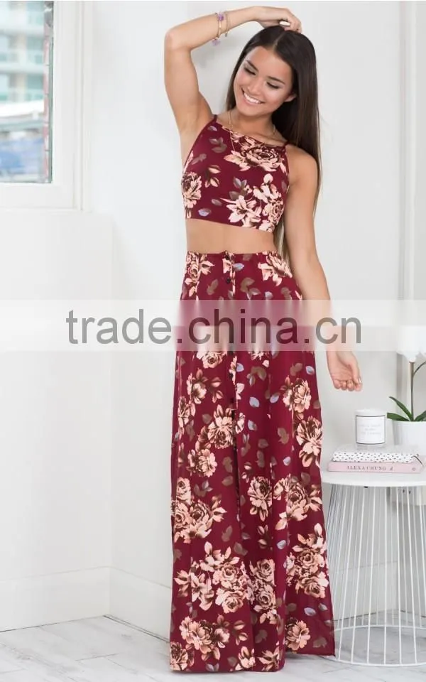 Latest formal skirt and blouse patterns for ladies 2017 summer beach fashion two piece sets