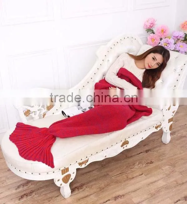 wholesale 2016 high quality winter Knitted Mermaid Tail Blanket