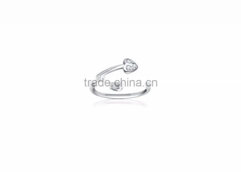 Silver Plated Fancy CZ Studded Heart Ring
