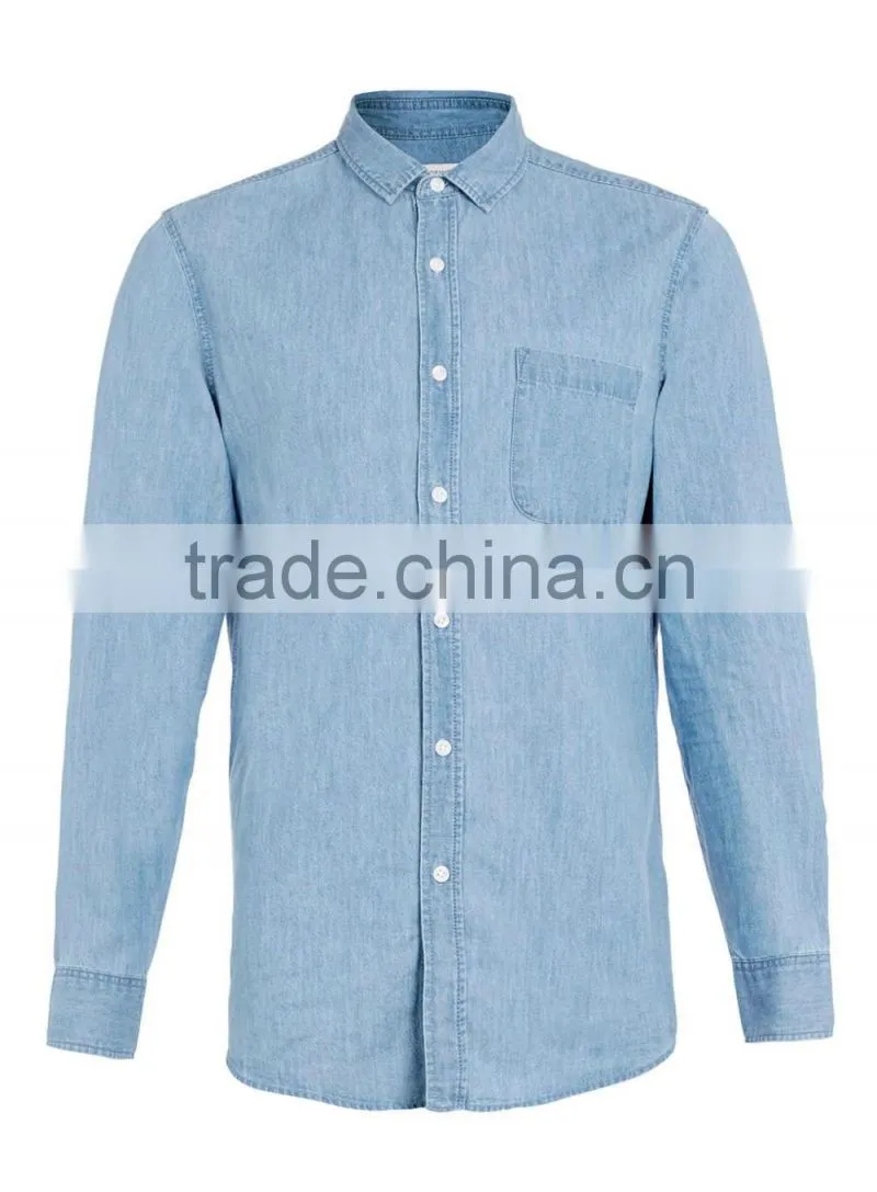 man jean solid color shirt slim fit shirt
