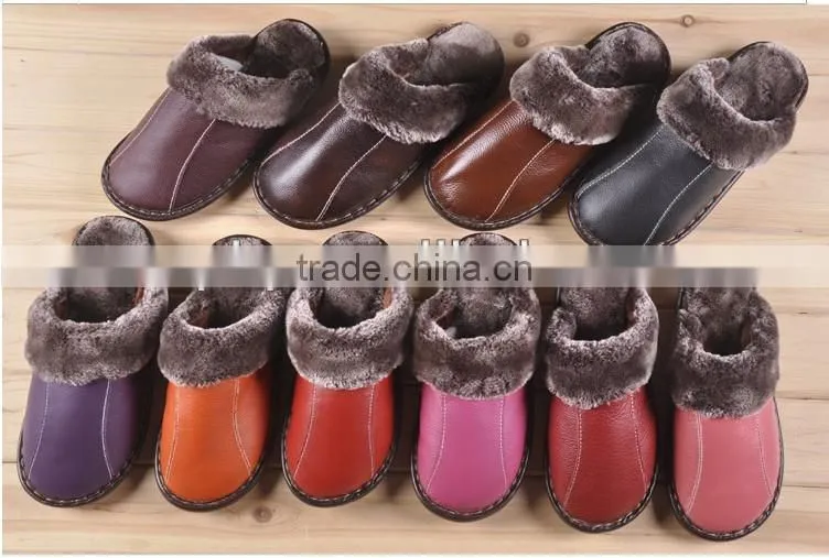 2013 latest design best selling leather indoor slippers for women