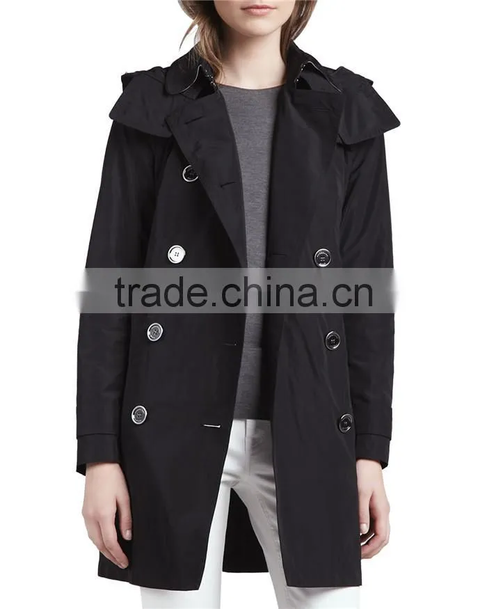 2015 latest trenchcoat black cheap women half coat