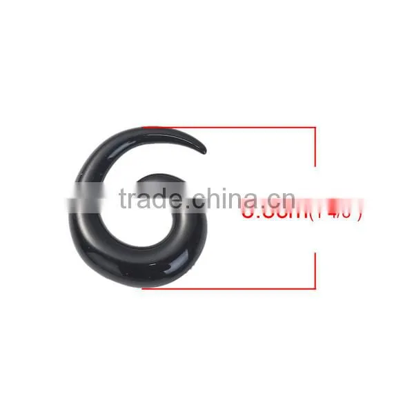 10mm Acrylic Ear Stretcher Expander Spiral Black Ear Plug