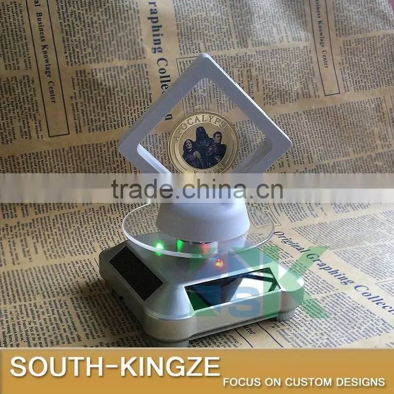 Silver Acrylic Watch/Jewelry/Camera Solar Power Rotating Display Stand
