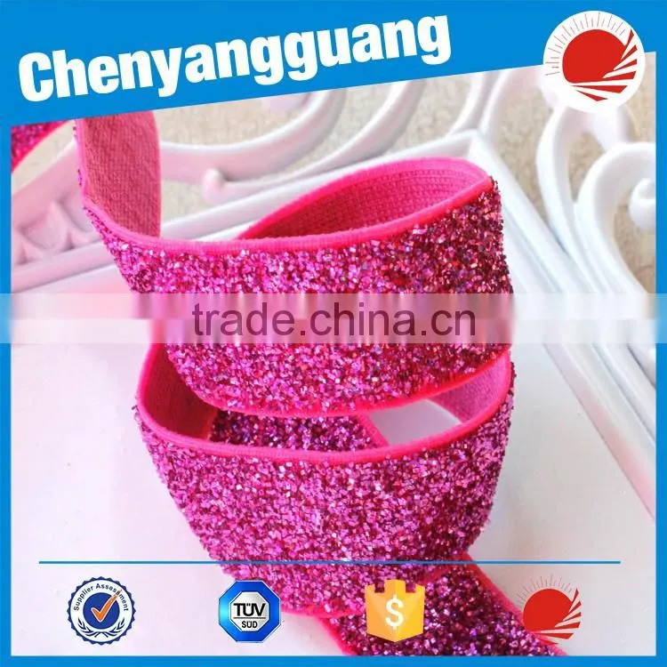 2017 Hot Sparkle Elastic Folding over Elastic Tape for Wristband/Party Decoration