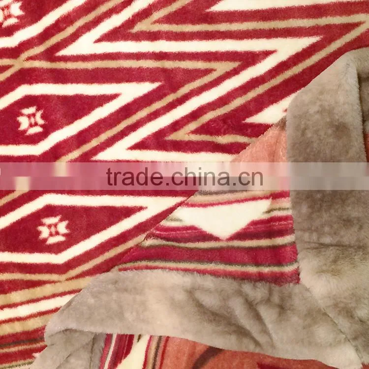 100% polyester fake fur package edge printed coral fleece blanket