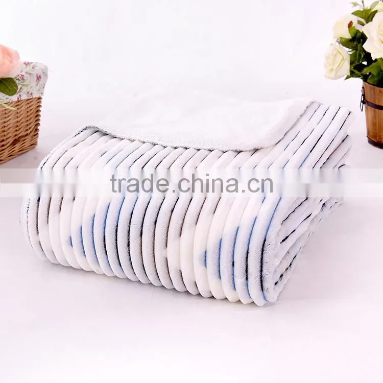 Ribbon and double color super soft flannel fleece blanket