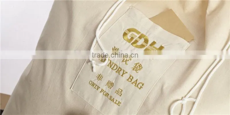 Manufactural Hot Sell Cotton Canvas Drawstring Laundry Bag for Hotel