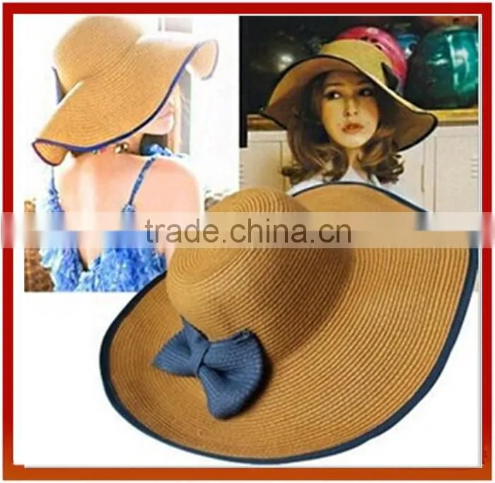 2016 Natural Stylish Wide Brim Women Straw Hat /Natural Crochet Straw Hats For Girls/Fashion Beach Cap Sun Hat Summer Straw Hat