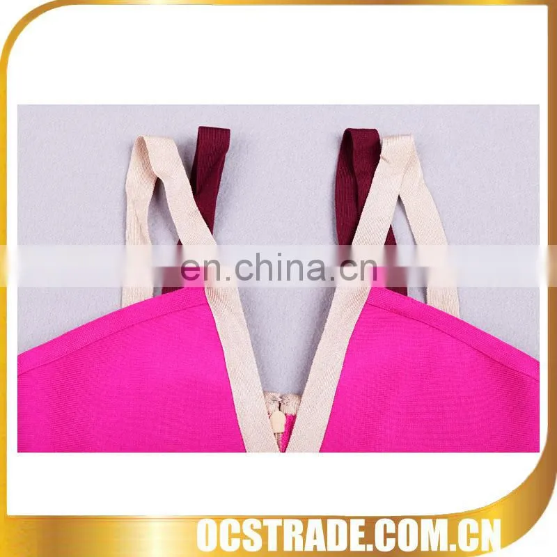 2014 wholesale pink cheap chiffon party dress with lace